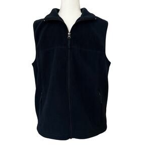 L.L.Bean Mens Fleece Vest Medium Navy Blue Full Zip Outdoor Classic